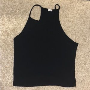 Black ribbed halter top